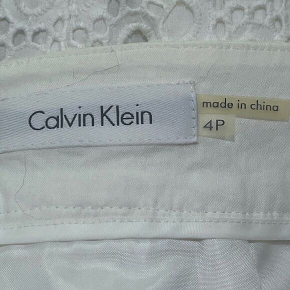 CALVIN KLEIN COTTON EYELET PENCIL SKIRT WHITE 4 PETITE - Picture 7 of 7